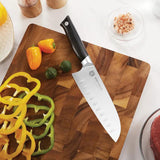 Vosteed Stallion 7 Inch Santoku Knife - Premium Satin Ground 4116 Stainless, Full Tang, Black G10 Handle by Vosteed