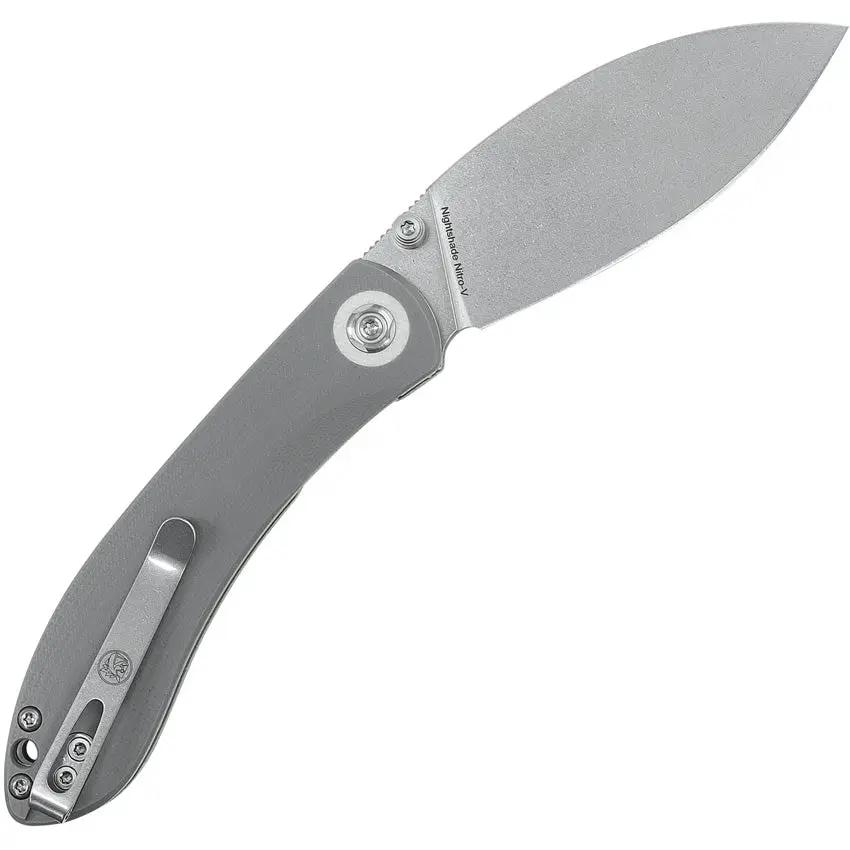 Vosteed Nightshade TS Linerlock Knife - Nitro-V Blade with Stonewashed Finish and Gray G10 Handle by Vosteed