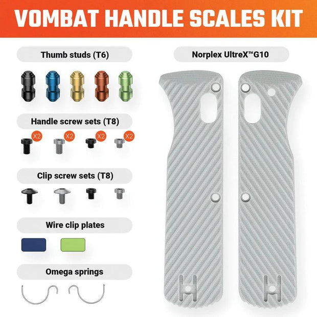 Vosteed Vombat Handle Scales Gray G10 W0104 by Vosteed