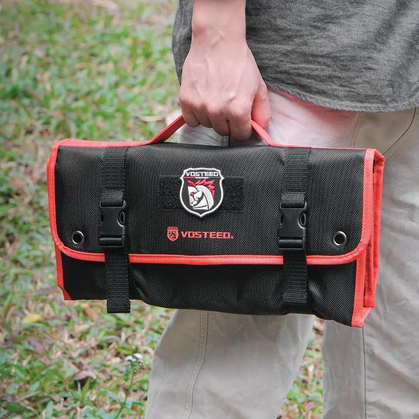 Vosteed Knife Roll X0116 - Durable 15 Knife Organizer For Knife Enthusiasts With Hook And Zipper Pocket by Vosteed