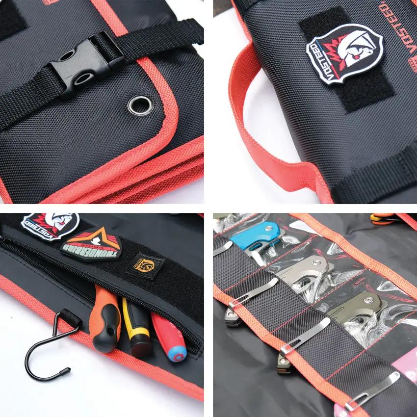 Vosteed Knife Roll X0116 - Durable 15 Knife Organizer For Knife Enthusiasts With Hook And Zipper Pocket by Vosteed