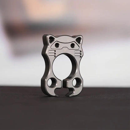 Vosteed Drunk Raccoon Gray Titanium Bottle Opener With Lanyard Loop - Durable Lightweight EDC Companion by Vosteed