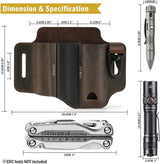 Viperade PJ29 Multi Tool Belt Sheath - Brown Leather Pouch With Flashlight Holder And Wide Pocket by Viperade