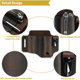 Viperade PJ29 Multi Tool Belt Sheath - Brown Leather Pouch With Flashlight Holder And Wide Pocket by Viperade