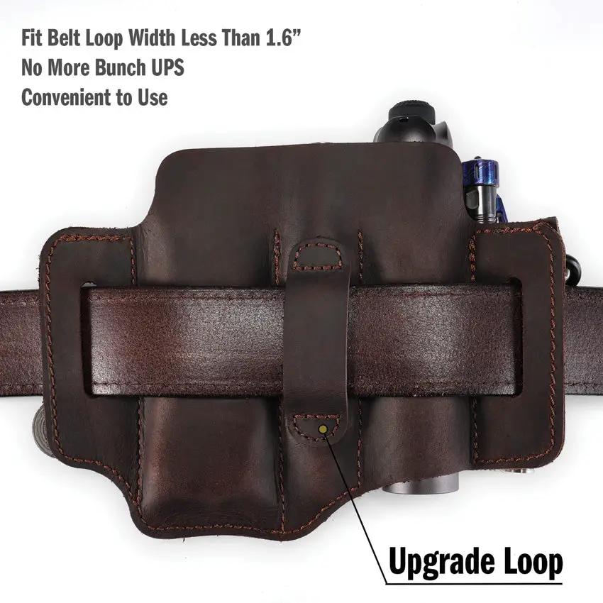 Viperade PJ36 Multi Tool Belt Sheath Brown - Crazy Horse Leather Fits Belts Up To 1.5 Inches Tool And Flashlight Holder by Viperade