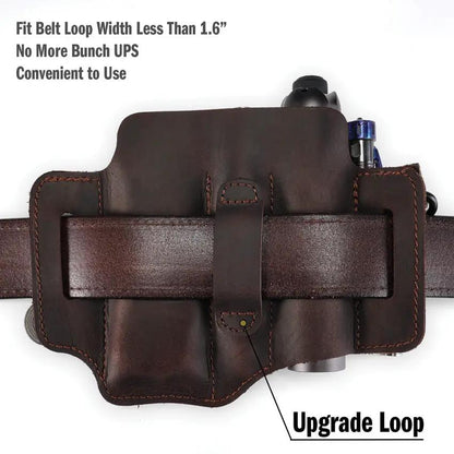 Viperade PJ36 Multi Tool Belt Sheath Brown - Crazy Horse Leather Fits Belts Up To 1.5 Inches Tool And Flashlight Holder by Viperade