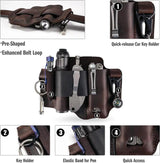 Viperade PJ36 Multi Tool Belt Sheath Brown - Crazy Horse Leather Fits Belts Up To 1.5 Inches Tool And Flashlight Holder by Viperade