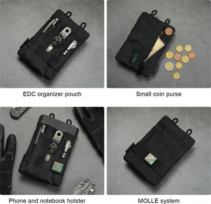 Viperade VE1 Organizer Pouch Black - Durable 500D Oxford Fabric EDC Pouch With MOLLE Front Zipper Pocket by Viperade