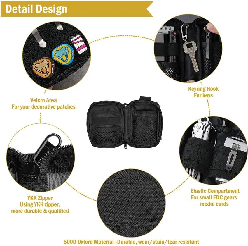Viperade VE26 EDC 8-Pocket Organizer - Black 500D Polyester EDC Bag For Everyday Carry And Gear by Viperade