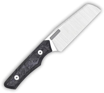 Vero Engineering Axon Fixed Blade Belt Satin CF - Bohler M390 Cleaver Blade, Marbled Carbon Fiber Handle, Full Tang by Vero Engineering
