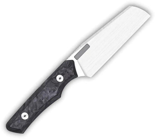 Vero Engineering Axon Fixed Blade - Marbled Carbon Fiber Handle With Bohler M390 4 Inch Cleaver Style Blade by Vero Engineering