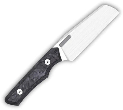 Vero Engineering Axon Fixed Blade - Marbled Carbon Fiber Handle With Bohler M390 4 Inch Cleaver Style Blade by Vero Engineering