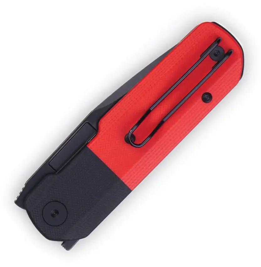 Vero Engineering Avid 1 Linerlock Red - S45VN BlackWash Drop Point Blade, Red G10 Handle, Extended Tang, Pocket Clip by Vero Engineering
