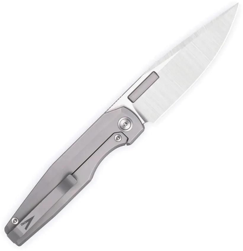 Vero Engineering Lux Mini Framelock - Bead Blast Ti Handle, M390 Blade, Belt Satin Finish, 4 Inch Closed, Case Included by Vero Engineering