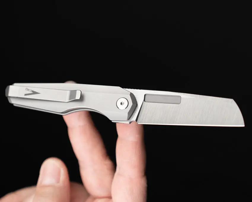 Vero Engineering Neuron Double Detent Folder - 2.75 Inch Bohler M390 Sheepsfoot Blade, Titanium Handle by Vero Engineering