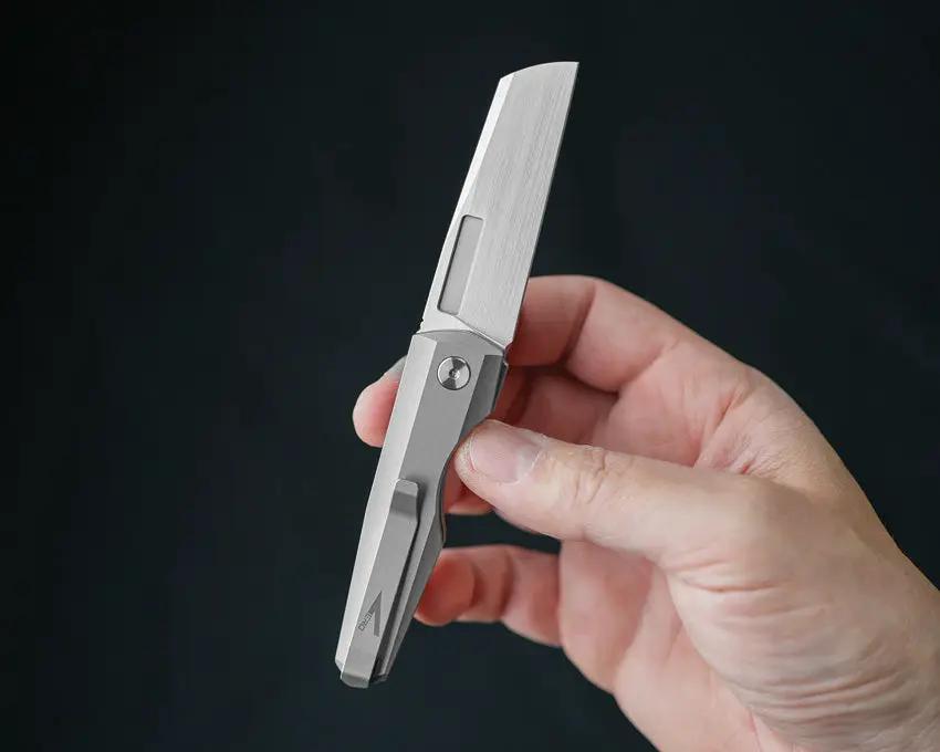 Vero Engineering Neuron Double Detent Folder - Titanium Handle And 2.75 Inch Bohler M390 Stainless Sheepsfoot Blade by Vero Engineering