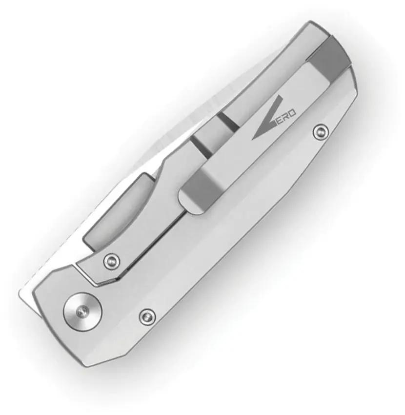 Vero Engineering Nova Mini Framelock - Belt Satin Blade With Raw Titanium Handle 3.25 Inch Bohler M390 Drop Point by Vero Engineering