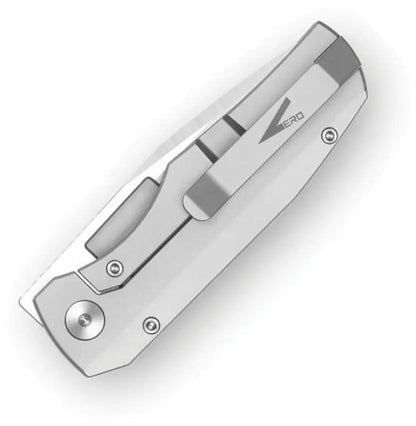 Vero Engineering Nova Mini Framelock - Belt Satin Blade With Raw Titanium Handle 3.25 Inch Bohler M390 Drop Point by Vero Engineering