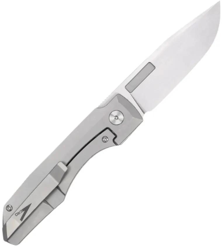 Vero Engineering Impulse Thin Framelock Hand - M390 Drop Point Blade, Stonewash Titanium Handle by Vero Engineering