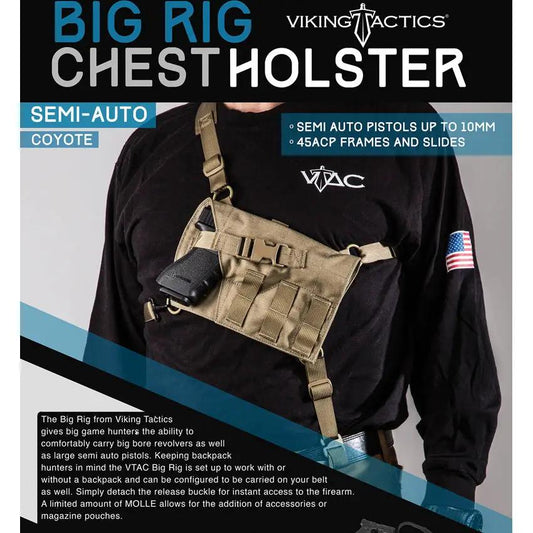 VTAC Big Rig Automatic Pistol Chest Rig By Viking Tactics MOLLE Compatible Coyote For Tactical Operators by Viking Tactics