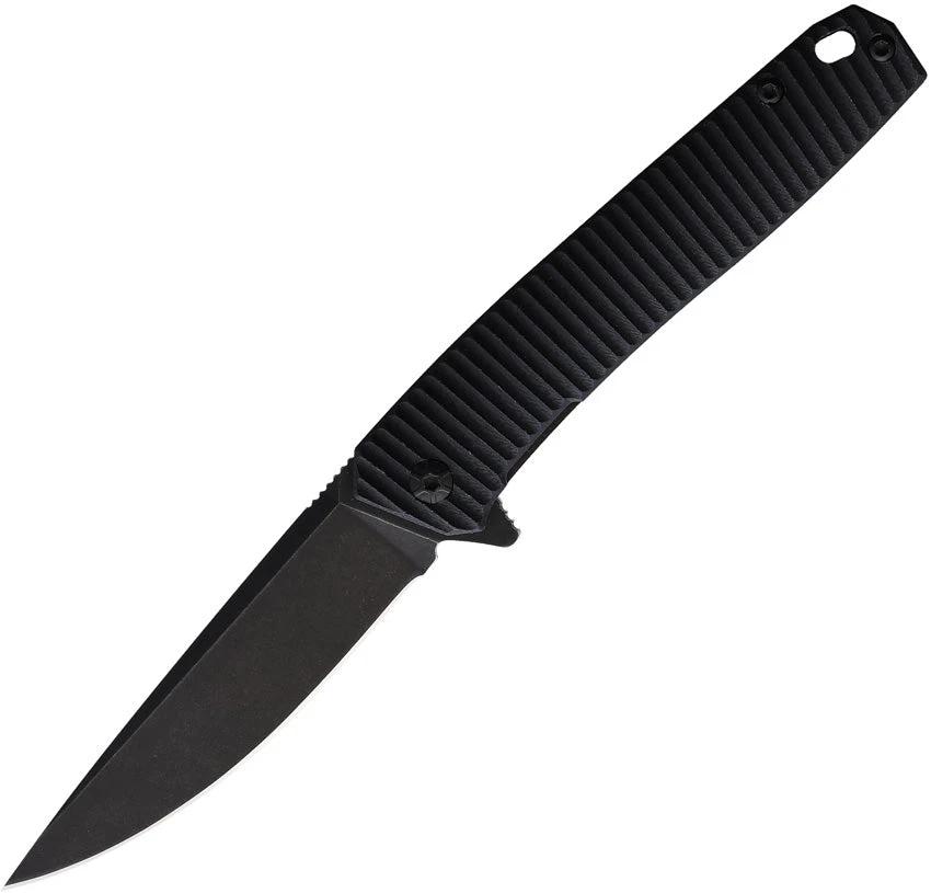 3V Gear React Linerlock EDC Knife With 2.75 Inch Black Coated Blade And G10 Handle Extended Tang by 3V Gear