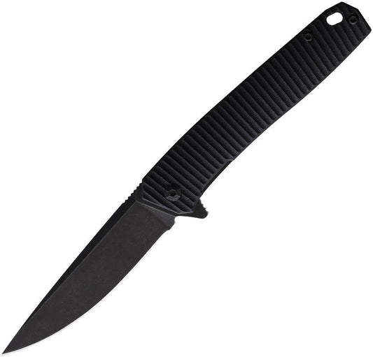 3V Gear React Linerlock EDC Knife With 2.75 Inch Black Coated Blade And G10 Handle Extended Tang by 3V Gear