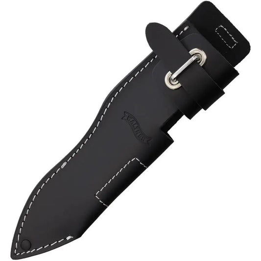 Walther P38 Fixed Blade Knife - 5.25 Inch 440C Drop Point Full Tang Brown Handle Leather Sheath Rugged Outdoor Ready by Walther