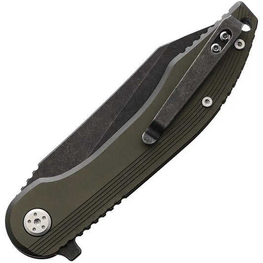 WithArmour Gasper Linerlock WA-083BK - 3.5 Inch D2 Blade, Green Aluminum Handle, Extended Tang, Pocket Clip by WithArmour