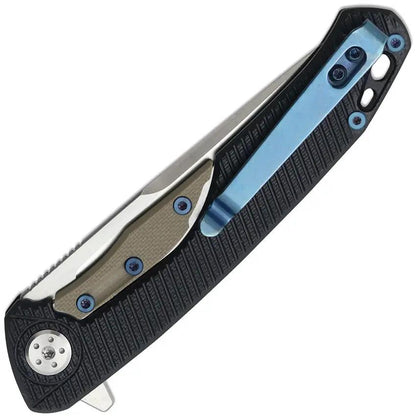 WithArmour Flint Linerlock - 3.5 Inch Satin D2 Tool Steel Blade Black G10 Handle Extended Tang Lanyard Hole by WithArmour