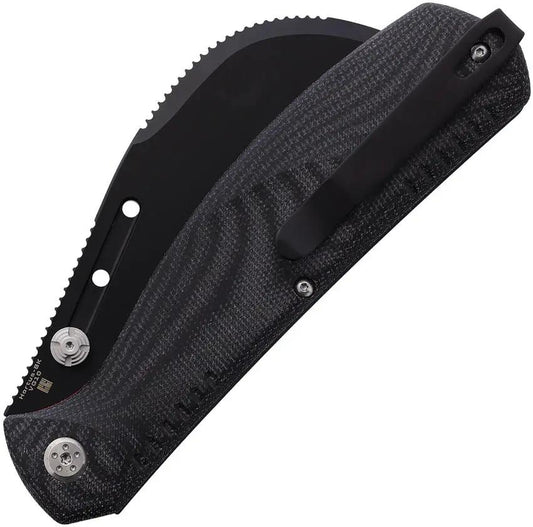 WithArmour Hortus Slip Joint - VG-10 Blade With Black Titanium Coating, Partially Serrated, Black Micarta Handle by WithArmour