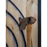 World Axe Throwing League King Of Diamonds Throwing Axe 138 Dual Fins Design 1045 Carbon Steel Head Hickory Handle by World Axe Throwing League