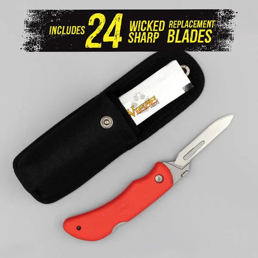 Wiebe Knives Red Fox Lockback Scalpel DS18 SCA-FRD - Stainless Blade, Red Rubberized Handle by Wiebe Knives