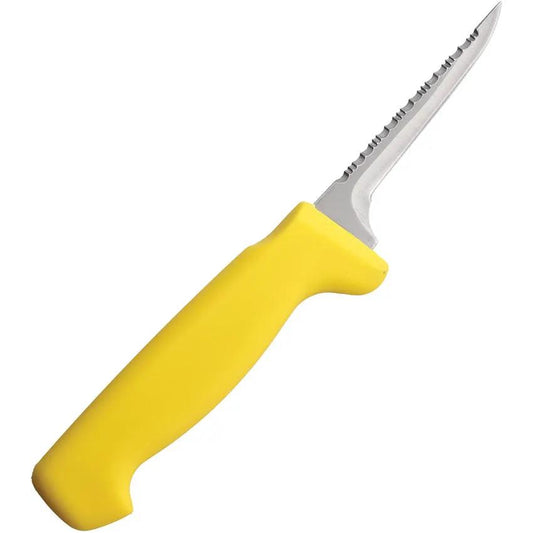 Wiebe Knives Skinner HZ Knife DS25 WSKN-HZ - Stainless Blade With Serrated Top Edge And Bright Yellow Nylon Handle by Wiebe Knives