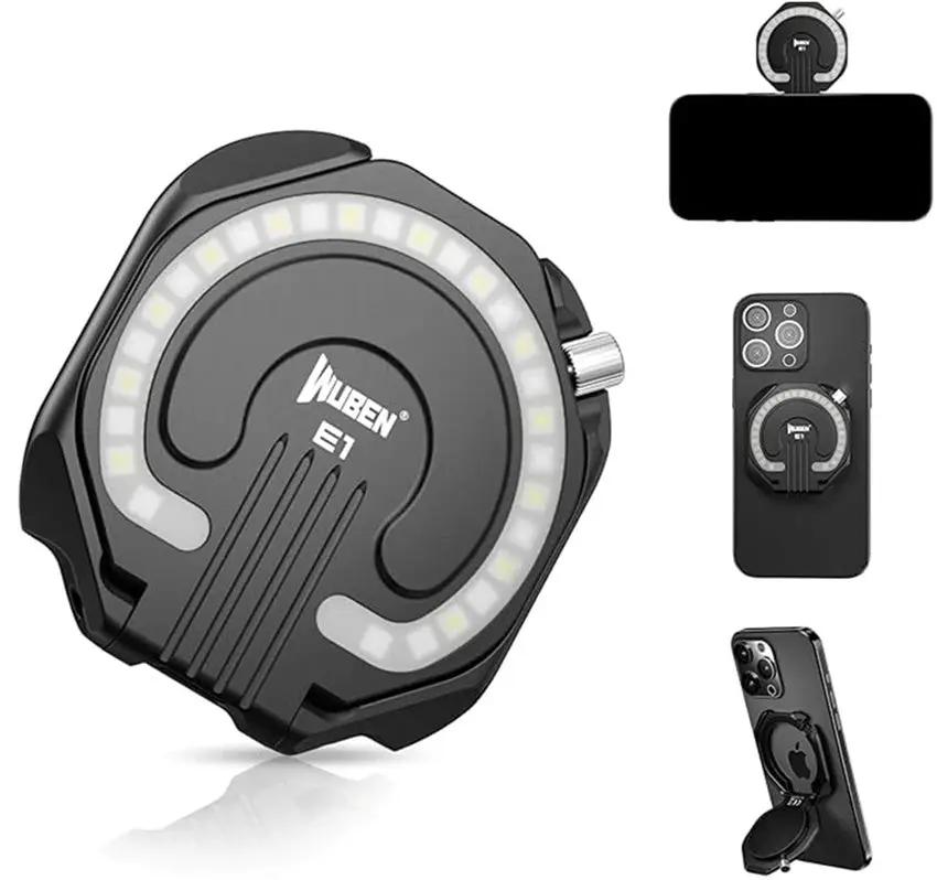 WUBEN E1 Portable Ring Light - Rechargeable Tri Color LEDs With MagSafe Compatible Stepless Dimming For Content Creators by WUBEN