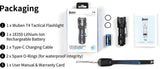 WUBEN T4 Tactical Flashlight - 850 Lumen Rechargeable USB C EDC Outdoor Water Resistant 401m Beam by WUBEN