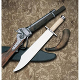 Windlass Texas Bowie Knife - 19.5 Inch Satin Carbon Steel Blade Bone Handle Leather Sheath For Collectors by Windlass