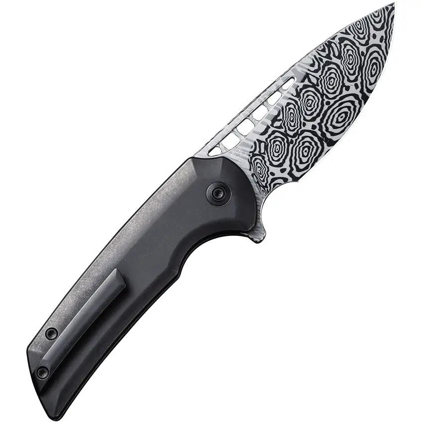 WE Knife Co Mini Malice Button Lock Damasteel EDC Knife - Titanium Handle For Collectors And Enthusiasts by We Knife Co Ltd