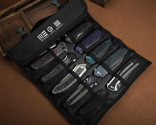 WE Knife Co Knife Roll WE10KR - Durable Black Nylon Case For 10 Folding Knives With Top Handle by We Knife Co Ltd