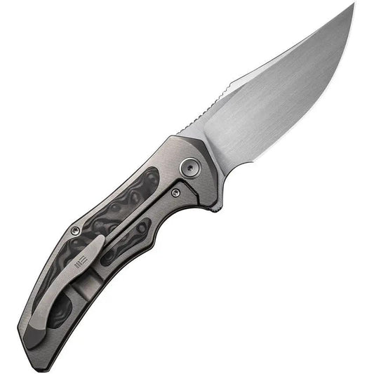 We Knife Magnetron Framelock RoseCF Carbon Fiber CPM 20CV Clip Point EDC Knife - Rose Inlay On Titanium Frame by We Knife Co Ltd