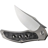 We Knife Magnetron Framelock RoseCF Carbon Fiber CPM 20CV Clip Point EDC Knife - Rose Inlay On Titanium Frame by We Knife Co Ltd