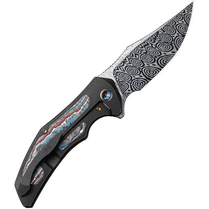 WE Knife Magnetron Nebula Framelock WE18058DS1 - Fat Carbon Inlay With Heimskringla Damasteel Blade by We Knife Co Ltd