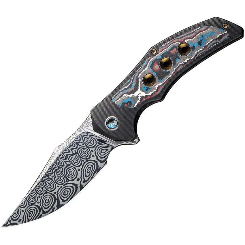 WE Knife Magnetron Nebula Framelock WE18058DS1 - Fat Carbon Inlay With Heimskringla Damasteel Blade by We Knife Co Ltd