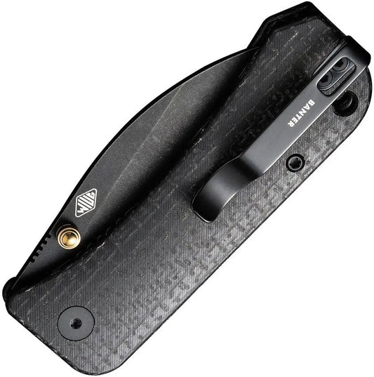 We Knife Banter WE19068J-1 Compact Linerlock Wharncliffe EDC Knife - S35VN Blade And Black Burlap Micarta Handle by We Knife Co Ltd