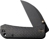 We Knife Banter WE19068J-1 Compact Linerlock Wharncliffe EDC Knife - S35VN Blade And Black Burlap Micarta Handle by We Knife Co Ltd