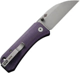 We Knife Banter Linerlock Wharncliffe Knife - S35VN Steel 2.88in Blade Purple Micarta EDC by We Knife Co Ltd