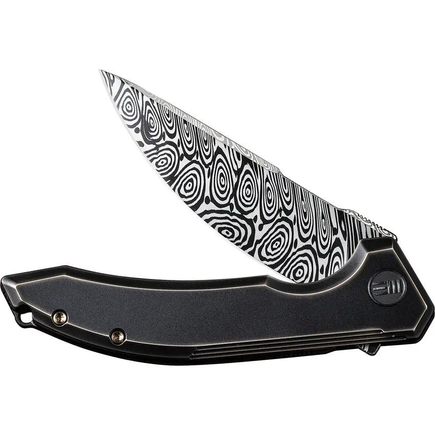 We Knife Quixotic Framelock Bronze Premium EDC Knife - 3.5 Inch Heimskringla Damasteel Blade For Collectors by We Knife Co Ltd