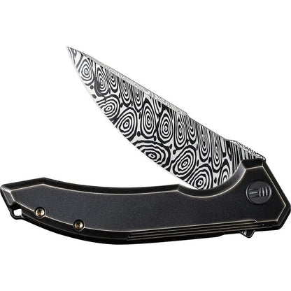 We Knife Quixotic Framelock Bronze Premium EDC Knife - 3.5 Inch Heimskringla Damasteel Blade For Collectors by We Knife Co Ltd