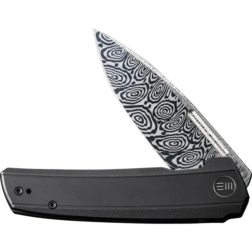 WE Knife Speedster Damascus Framelock Folding Knife - 3.5 Inch Damascus Blade With Titanium Handle For EDC by We Knife Co Ltd