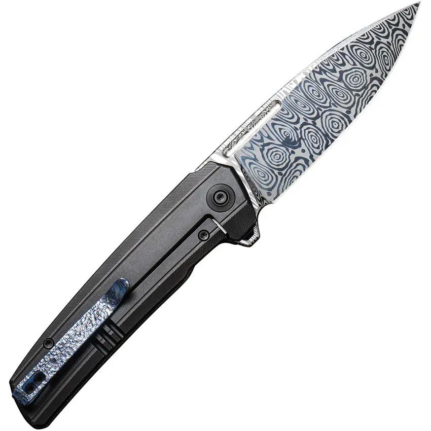 WE Knife Speedster Damascus Framelock Folding Knife - 3.5 Inch Damascus Blade With Titanium Handle For EDC by We Knife Co Ltd