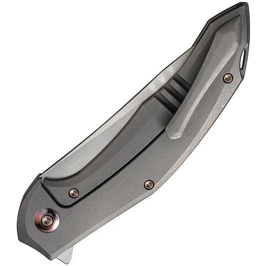 We Knife Merata Framelock - Titanium Gray EDC Knife With CPM 20CV Trailing Point Blade Limited Edition by We Knife Co Ltd